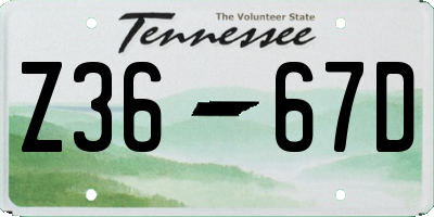 TN license plate Z3667D