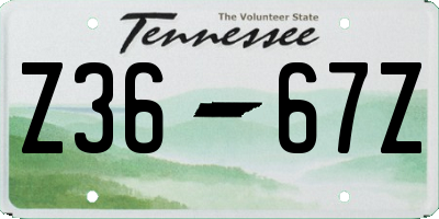 TN license plate Z3667Z