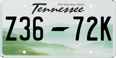 TN license plate Z3672K