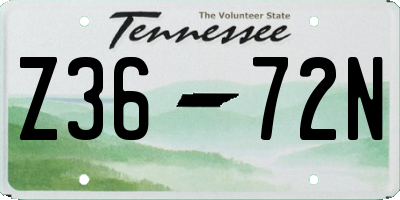 TN license plate Z3672N