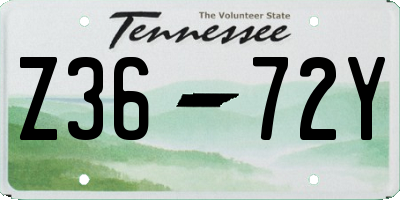 TN license plate Z3672Y
