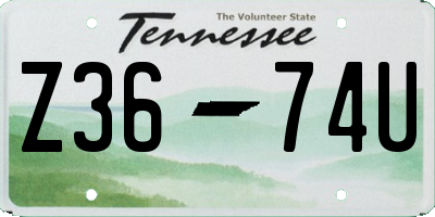 TN license plate Z3674U