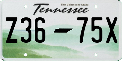 TN license plate Z3675X