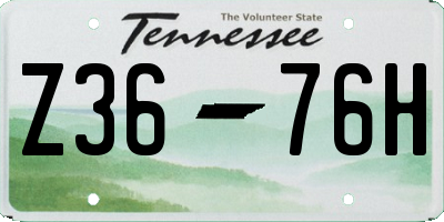 TN license plate Z3676H