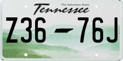 TN license plate Z3676J