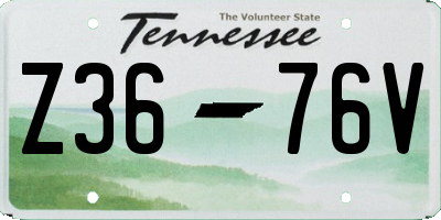 TN license plate Z3676V