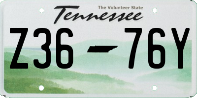 TN license plate Z3676Y