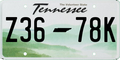TN license plate Z3678K