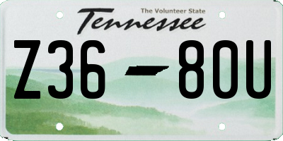 TN license plate Z3680U