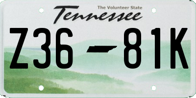 TN license plate Z3681K
