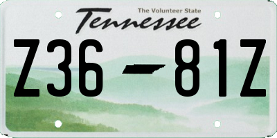 TN license plate Z3681Z
