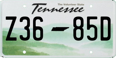 TN license plate Z3685D