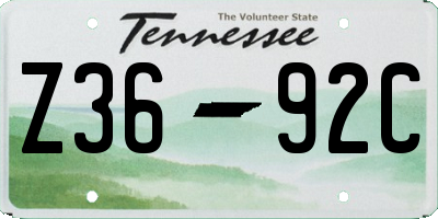 TN license plate Z3692C