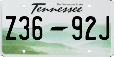 TN license plate Z3692J