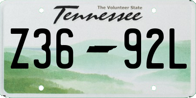 TN license plate Z3692L