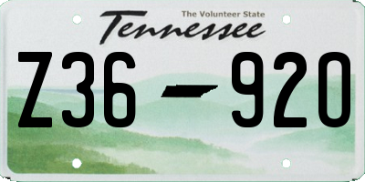 TN license plate Z3692O