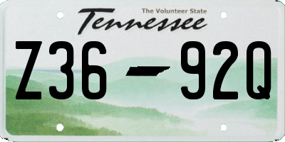 TN license plate Z3692Q