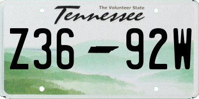 TN license plate Z3692W