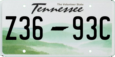 TN license plate Z3693C