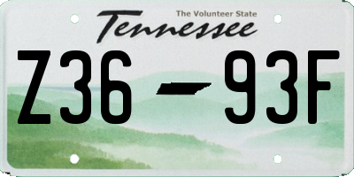 TN license plate Z3693F