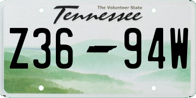 TN license plate Z3694W