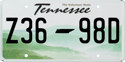 TN license plate Z3698D