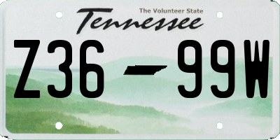 TN license plate Z3699W
