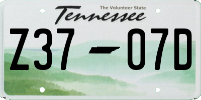 TN license plate Z3707D