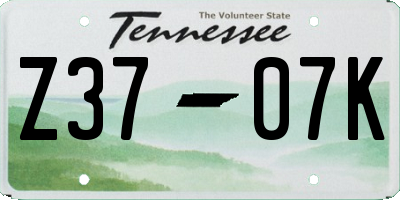 TN license plate Z3707K
