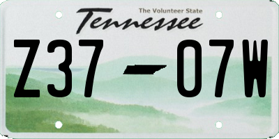 TN license plate Z3707W