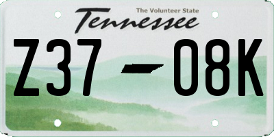 TN license plate Z3708K