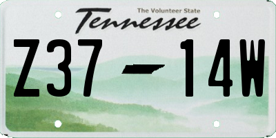 TN license plate Z3714W