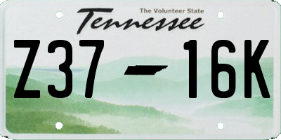 TN license plate Z3716K