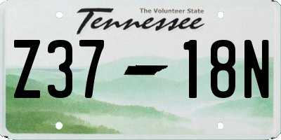 TN license plate Z3718N