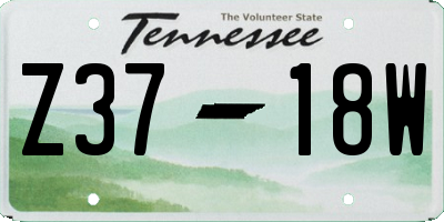 TN license plate Z3718W