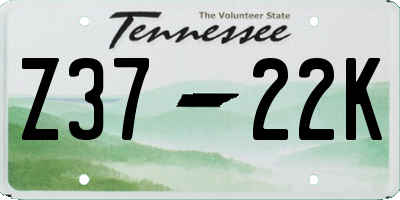 TN license plate Z3722K