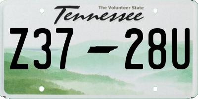 TN license plate Z3728U