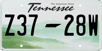 TN license plate Z3728W
