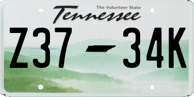 TN license plate Z3734K