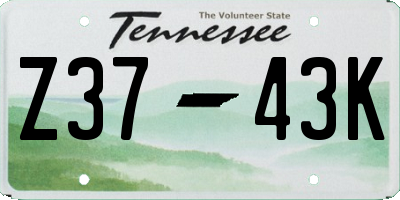 TN license plate Z3743K