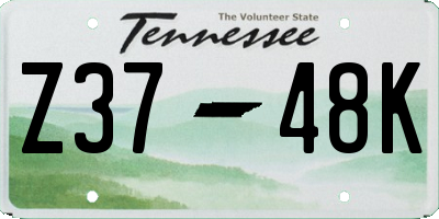 TN license plate Z3748K