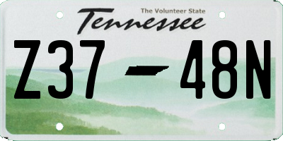 TN license plate Z3748N