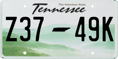 TN license plate Z3749K