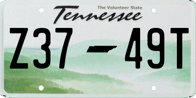 TN license plate Z3749T