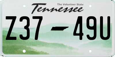 TN license plate Z3749U