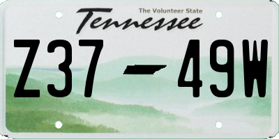 TN license plate Z3749W