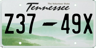 TN license plate Z3749X