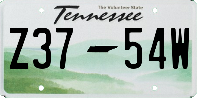 TN license plate Z3754W