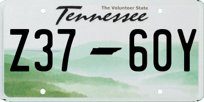 TN license plate Z3760Y