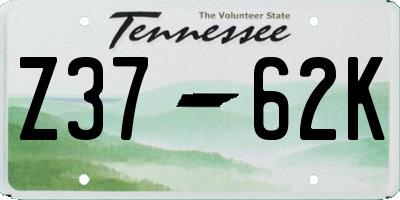 TN license plate Z3762K